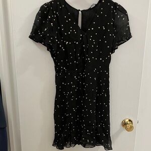 All Saints Black Mini Dress with White Dots
